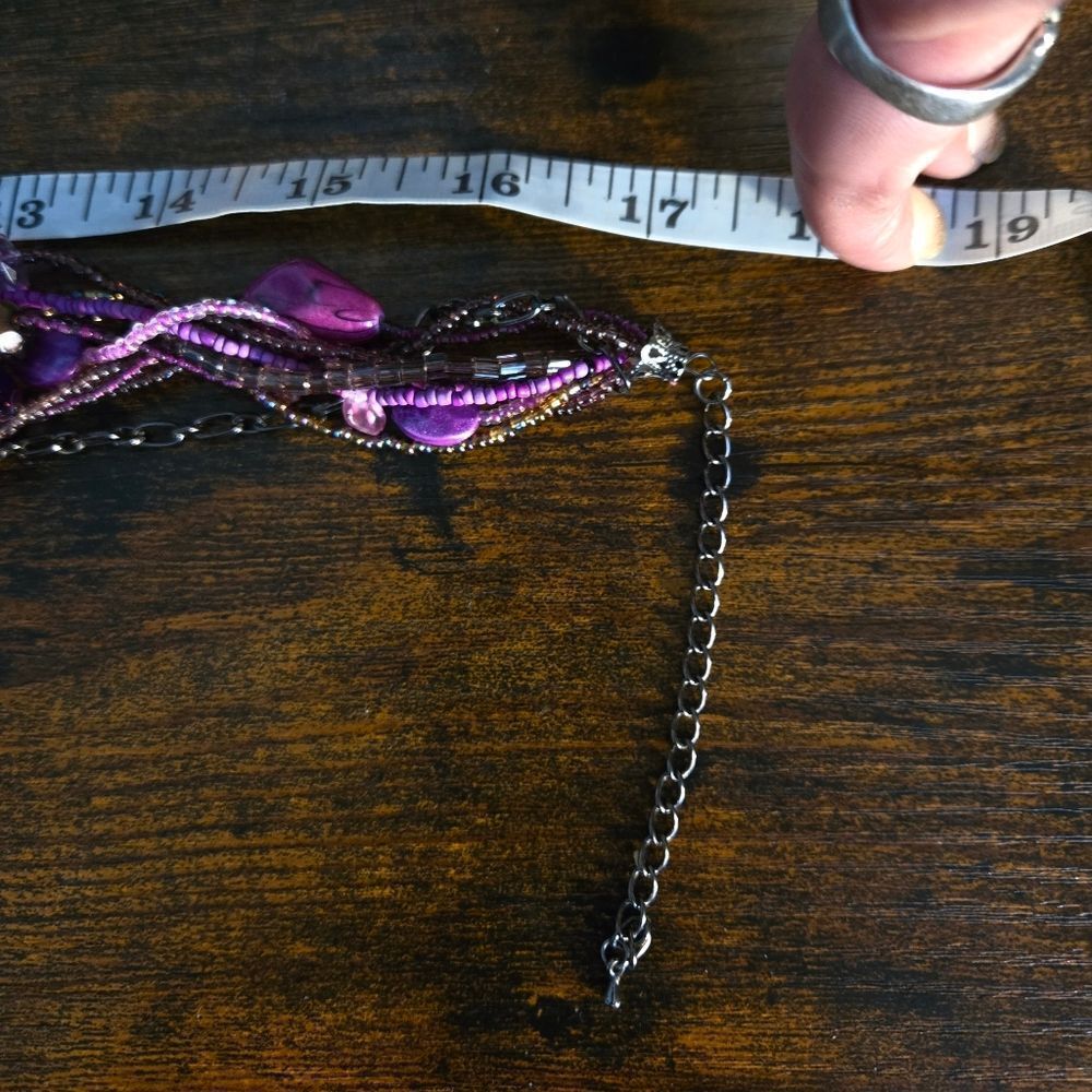 "5/$40" Purple Multistrand Adjustable Statement Costume Fashion Necklace - Picture 6 of 7